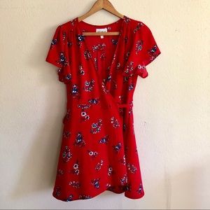 Oscar ST red wrap dress with floral print